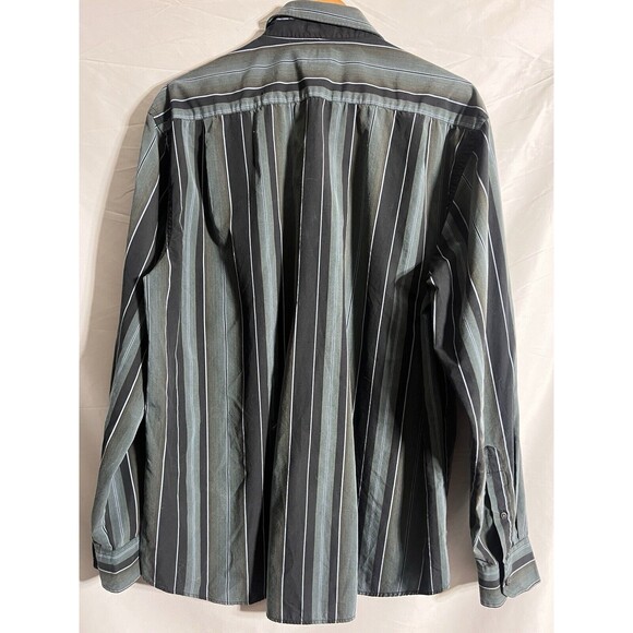 Vtg 90’s Alexander Julian Colours Y2K Striped Black/Green Button Down Shirt XL - Picture 7 of 7